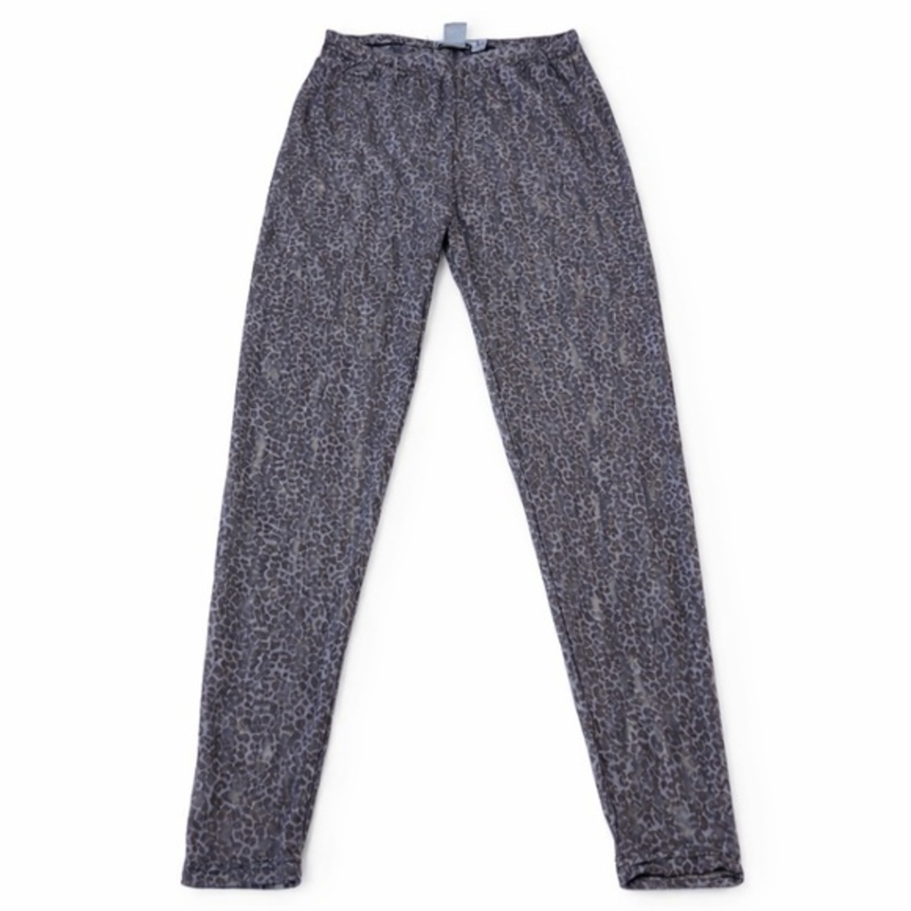 Leopard Print Lace L/XL See Through Pants Leggings Slate Gray